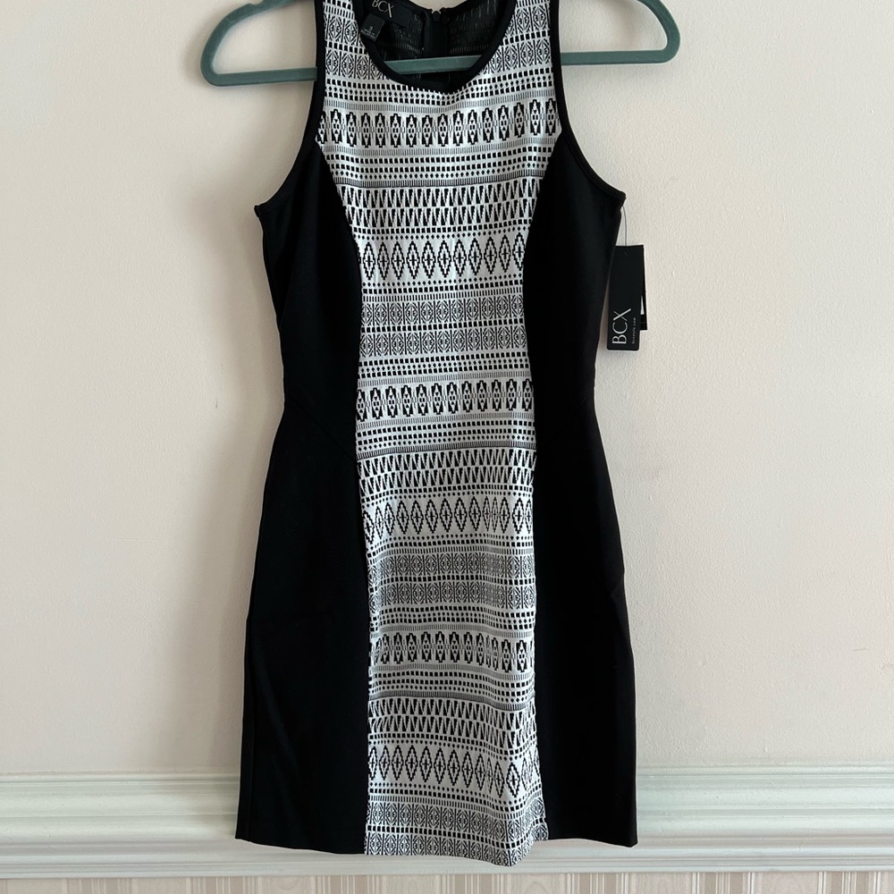 BCX Black and White Geometric  Mini Dress